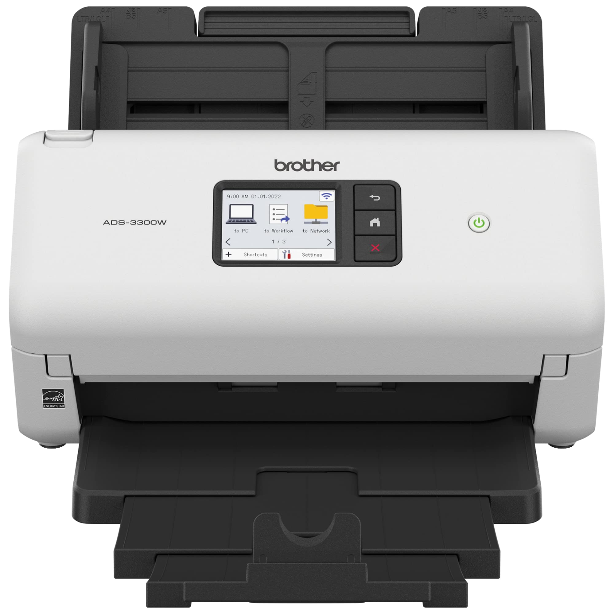 Brother ADS-3300W Wireless High-Speed Desktop Scanner with Touchscreen