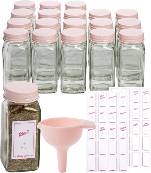 Paris Hilton Glass Spice Jar Storage Set 24-pack Pink