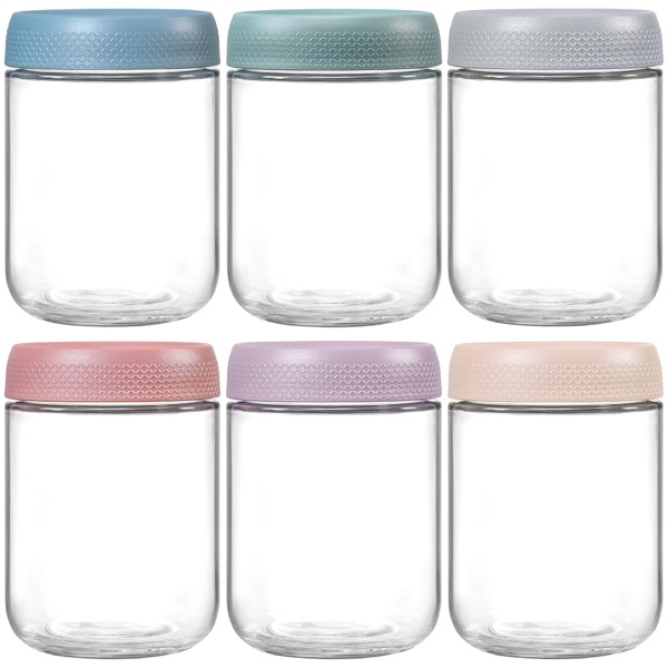 NETANY 6-pack 16 oz Glass Jars with Airtight Lids Wide Mouth
